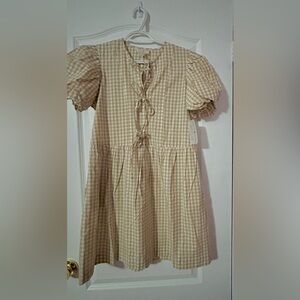 Retrod Charming Beige Gingham Dress Size SP